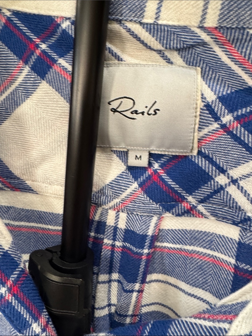 #625 RAILS Blue, White w Raspberry Plaid Button-Down Shirt - Picture 3 of 7